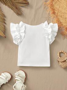 SHEIN 配套女婴休闲针织白色夏季上衣，母女配套服装（2 件单独出售） - 白色 - 查看 2