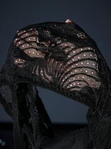 ROMWE 1pc Gothic Rose Bride Lace Garter Belt & Panty Set - Black - View 6