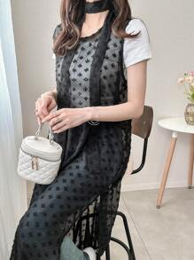 FRIFUL Robe longue semi-transparente noire pour femme, robe décontractée élégante pour dames, robe d'été