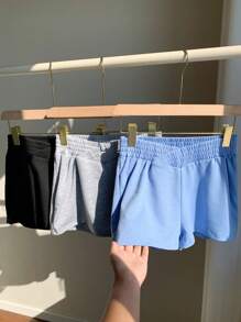 Comfortcana Ensemble de 3 hauts courts et shorts avec capuche pour femmes avec taille V