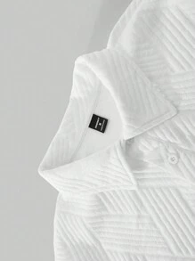 Manfinity Homme Ropa de hombre Manfinity Mode con superficie de textura sólida: Camisa de vestir roja, camisa con cuello, ropa casual, chaqueta tipo polo, ropa casual blanca, chaqueta comercial, ropa diaria para ir al trabajo, regalos para hombres.