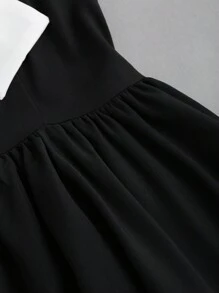 Sweetra Vestido corto elegante y entallado de verano con efecto estilizador, de línea A, sin mangas y con bloques de color con lazo