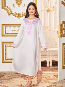 Tween Girls Loose Mesh Cardigan And Dress 2 Pieces Set - Pink - View 5