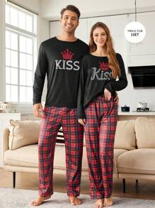 Pars Casual Pläd 2 delar Loungewear Set, med krontryck - Multifärgad - Visa 5