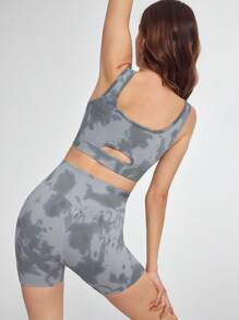 Lifespree Seamless High Stretch Tie-Dye Sports Yoga Butt Lifting Set For Womenwomen Workout Set - Green - View 7