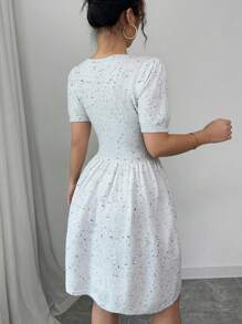 Chiquease Nuevo vestido-jersey de felpa con lazo, diseño francés dulce y romántico de lunares, para primavera/verano para mujeres