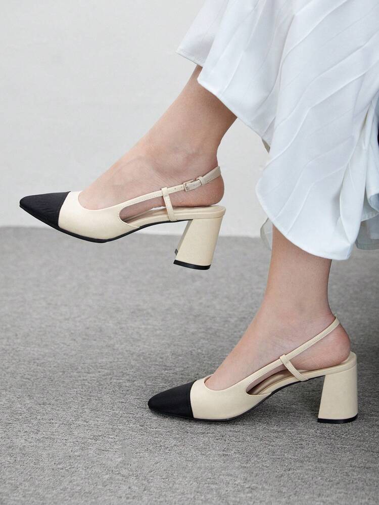 CUCCOO BIZCHIC Women's Fashion Color Block Pointed Toe High Heel Shoes For Daily & Date Occasions Spring Shoes Spring Break Easter For Christmas Spring Shoes