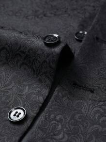 Manfinity Mode Plus Size Men's Solid Color Front Button Pocket Casual Suit Vest Waistcoat - Black - View 3