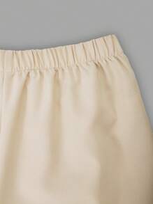 Bộ 2 áo thun cổ tròn in chữ cho bé gái tuổi teen + quần ống rộng, phong cách đường phố thường ngày - Màu Khaki - Xem 8