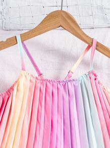 2pcs Tween Girl Ombre Color Spaghetti Strap Jumpsuit Set, Suitable For Holiday And Leisure Wear,Holiday,Summer,Travel - Multicolor - View 4