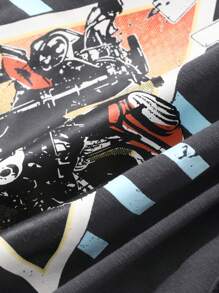 FRIFUL 女式宽松休闲图案印花盖袖T恤，喇叭袖，夏季服装，荷叶边 - 灰色 - 查看 8