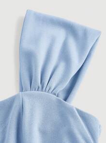 SHEIN MOD 贝壳袖褶皱伞形长裙、礼服、秋季女装、巡航女装、90 年代服装、衣服、伴娘服、晚宴服装、返校节礼服、仙女核心、老钱、文艺复兴 - 藍色 - 查看 3