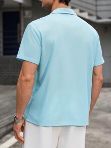 Manfinity Homme Men's Contrasting Trim Front Button Casual Short Sleeve Shirt