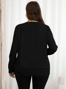 EMERY ROSE Plus Size Women's Casual Leopard Print Crew Neck Pullover Sweatshirt, Spring/Autumn Plus Size Fall Clothes