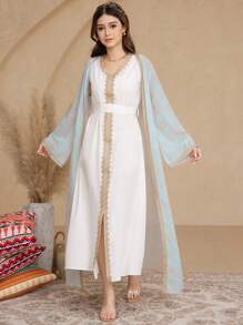 2pcs Set: Floral Print Jacket And Dress For Teen Girls - Multicolor - View 4