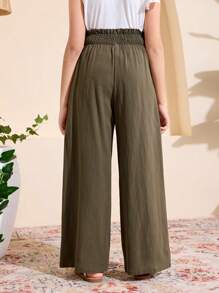 Tween Girls' Flared Hem Straight Leg Pants - Green - View 2