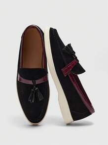 CUCCOO BIZCHIC Women's Casual Versatile Flat Slip-On Shoes With Fringed Design Spring Shoes Spring Break Easter - Black - View 6