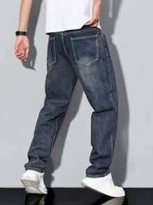 Manfinity Homme Men's Basic Front Button Pocket Jeans, Casual Daily Wear - Grey - View 2