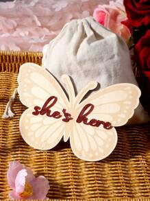 SHEIN Butterfly-Shaped Baby Milestone Wood Discs, Newborn Photo Props For Girls - Multicolor - View 4