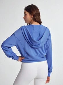 Women Plain Color Long Sleeve Minimalist Hoodie Sweatshirt, Casual Daily Wear