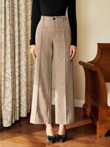 Vintamour Eleganckie spodnie damskie w stylu vintage z wysokim stanem i prostymi nogawkami w kolorze szarym, z kieszeniami, zimowe, damskie, na Święto Dziękczynienia, zimowe, świąteczne, damskie, świąteczne, świąteczne, sylwestrowe, świąteczne