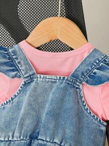 Baby Girls Fashionable Butterfly Print Ripped Romper Set, Summer