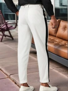 Manfinity Mode Men's Casual Versatile Contrast Color Patchwork Suit Pants - White - View 2