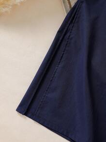 SHEIN 2pcs/Set Tween Boy Traditional Luxury Noble Retro Style Gold Foil Long Sleeve Shirt And Pants - Royal Blue - View 4