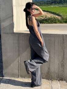 DAZY Women's Solid Color Casual Loose Strap Jumpsuit For Women Lounge Sets For Women - Grey - View 2
