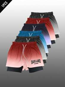 Gym Rark Shorts Atlética Masculina com Cordão na Cintura e Estampa Degrade - Vermelho e Branco - Visão 1