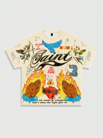 Street Life Herren T-Shirt mit grafischem Muster, geeignet für lässigen Alltag, Frühling/Sommer