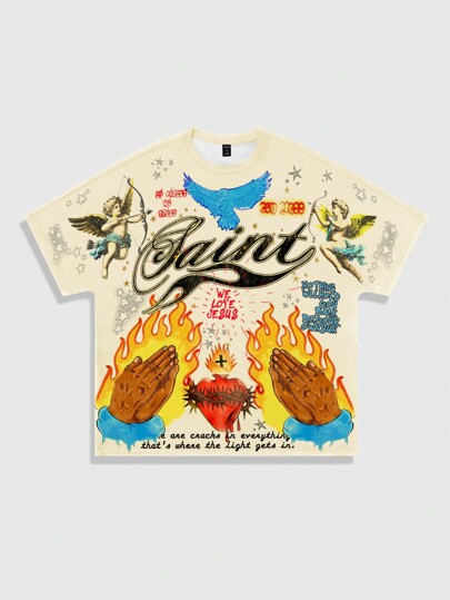 Street Life T-shirt pour hommes avec imprimé graphique, convient pour le porter casual au quotidien, printemps/été