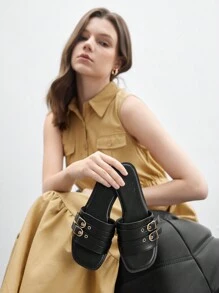 CUCCOO BIZCHIC Women's Casual Versatile Simple Flat Sandals Spring Shoes Spring Break Easter - Black - View 4