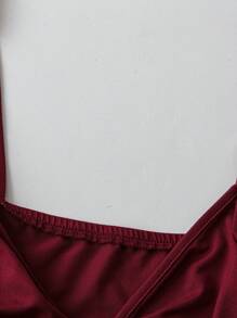 Sweetra 大码女式心形纽扣装饰休闲性感腰部拼接蕾丝吊带背心，春夏 - 紅色 - 查看 4