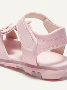 Cozy Pixies Sandalias rosas para niñas con decoración en forma de conejo y corazón, zapatos versátiles y lindos con luz