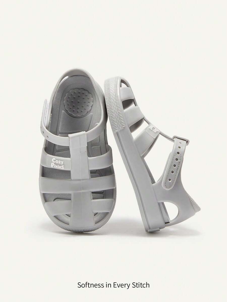 Cozy Pixies 1 双时尚百搭可爱有趣灰色水晶婴儿凉鞋，适合海滩、春季和夏季 - 灰色 - 查看 1