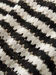 SHEIN Privé 大码女式条纹圆领休闲宽松针织毛衣背心