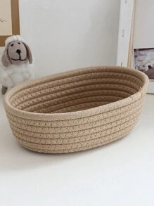 1pc/3pcs Solid Color Desktop Storage Basket ,Rope Woven Baskets For Organizing,Woven Oval Basket Organizer Container,Decorative Desktop Storage Basket ,Cute Mini Tiny Baskets For Cosmetic,Sundries,Stationery,Bathroom Organization Bin(3pcs=S+M+L)