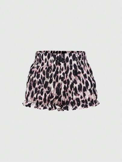 Grunge Punk Short de pyjama plissé avec imprimé léopard style punk sombre