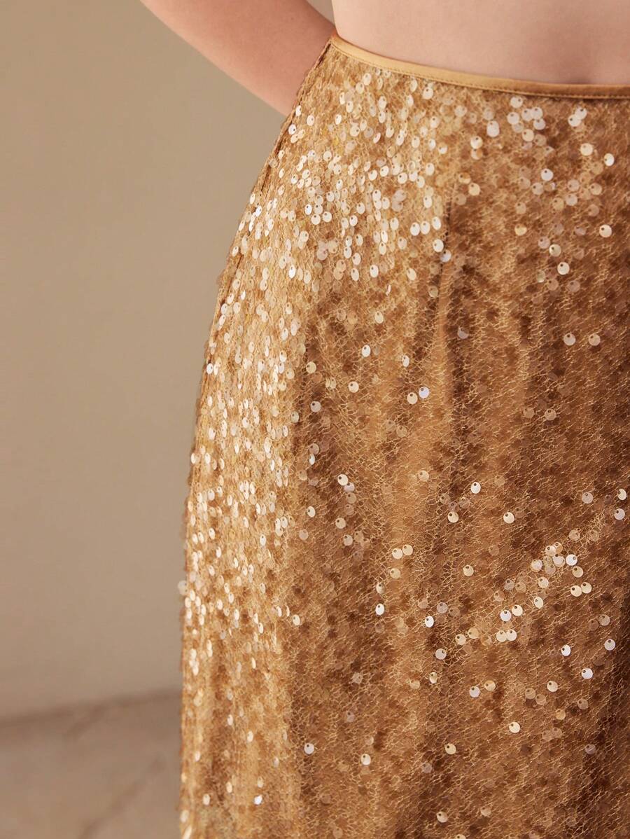 MOTF PREMIUM SEQUIN STRAIGHT SKIRT - Yellow - View 2