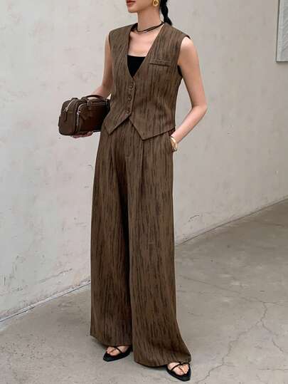 DAZY 2pcs/Set Women Vest And Pants Suit, Casual And Stylish For Everyday Wear