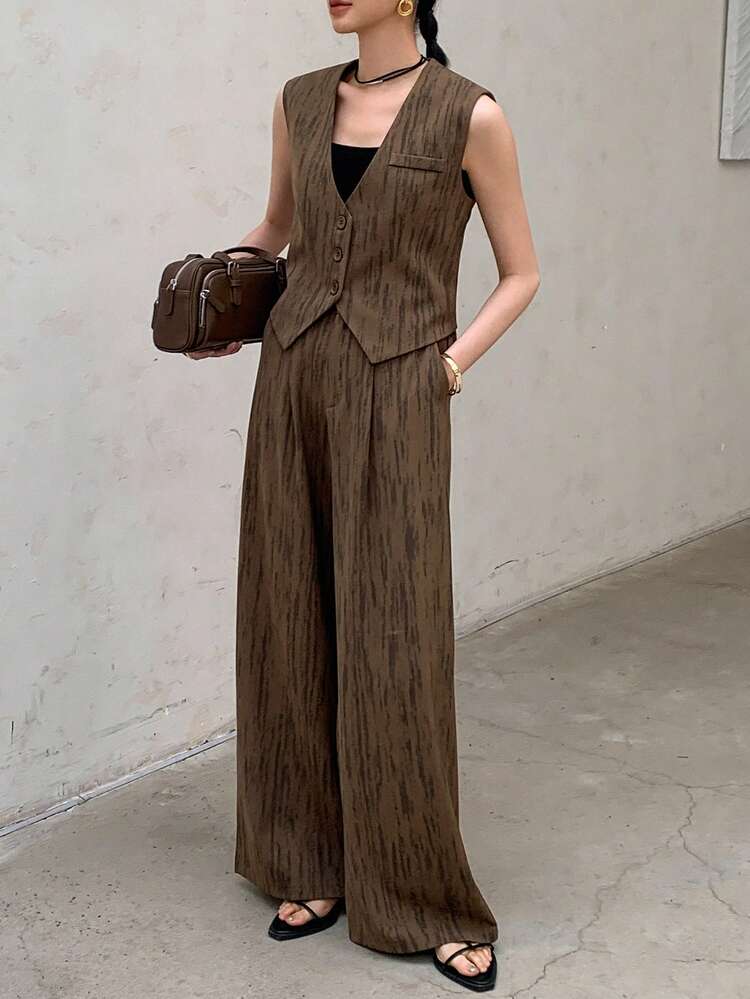 2pcs/Set Women Vest And Pants Suit, Casual And Stylish For Everyday Wear