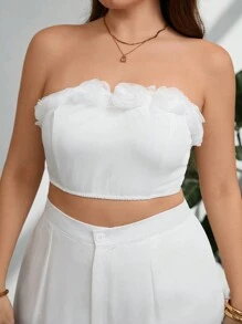 Firerie Plus Size Romantyczna moda Randka Noc Kwiatowy 3D Skrócony Top Cami i Dopasowane Białe Spodnie Strój na sezon ślubny; Elegancka praca Dojazdy Biuro Inteligentny ośrodek Popołudniowa herbata Seksowna randka Noc Festiwal muzyczny Impreza INS Moda Vintage Collegiate Plaża Sesja zdjęciowa