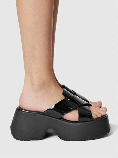 Women's Open Toe Sandals, Punk Rock Goth Styles, Non-Slip Wedge Platform Summer Vacation Slippers, Halloween