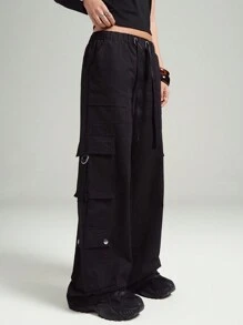 LYSMO Pantalones de carga negros- Nuevos Artículos para Vacaciones de Primavera/Verano 2025 - Negro - Ver 5