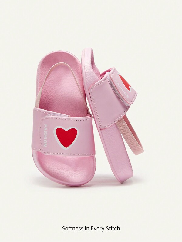 Cozy Pixies 夏季时尚百搭心形图案防滑沙滩凉鞋，可爱户外婴儿拖鞋