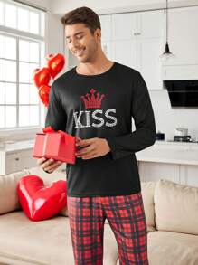 Pars Casual Pläd 2 delar Loungewear Set, med krontryck - Multifärgad - Visa 4