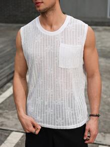 Manfinity Homme Men's Solid Color Crew Neck Sleeveless Pocket Casual Tank Top - Khaki - View 4