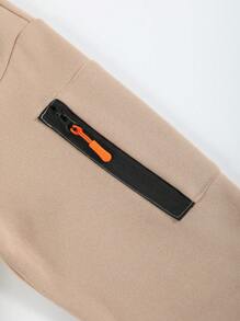 Manfinity Homme 男士纯色长袖连帽运动衫，带口袋，休闲日常穿着