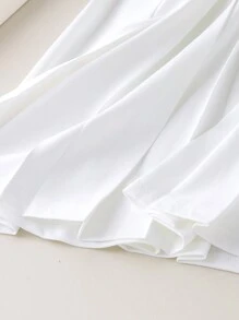 Dziewczęca sukienka z dzianiny w jednolitym kolorze, z krótkim rękawem, kołnierzykiem polo, w stylu sportowym, słodka sukienka do noszenia na co dzień, w kontrastowym kolorze